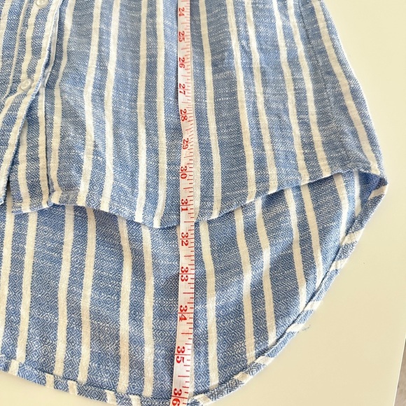 Blue White Striped Dress Lightweight Beachy Tie Waist Size XS Pockets Button - Picture 12 of 12